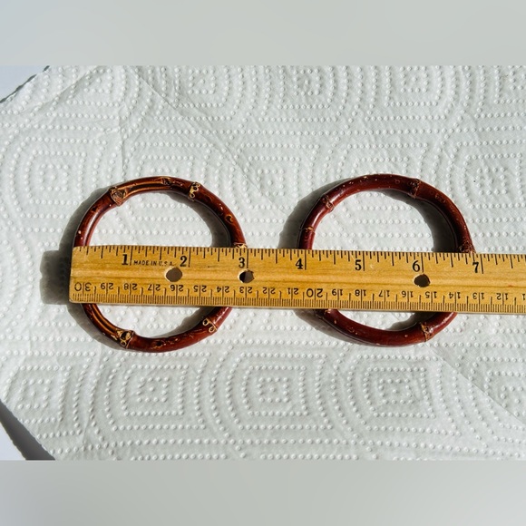 Vintage Boho HongKong Earrings and Necklace with 2 Bamboo Bangles - Picture 6 of 11